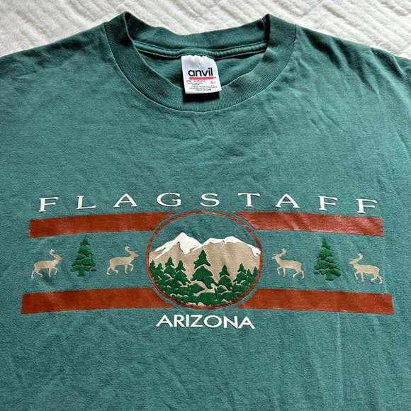 Vintage 1990s Forest Green Flagstaff Arizona Graphic Tee L - Picture 3 of 6